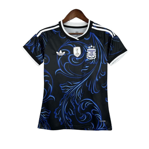 Camisa Futebol Argentina Copa do Mundo 2026 II Patch 2022 Torcedor Preta Feminina