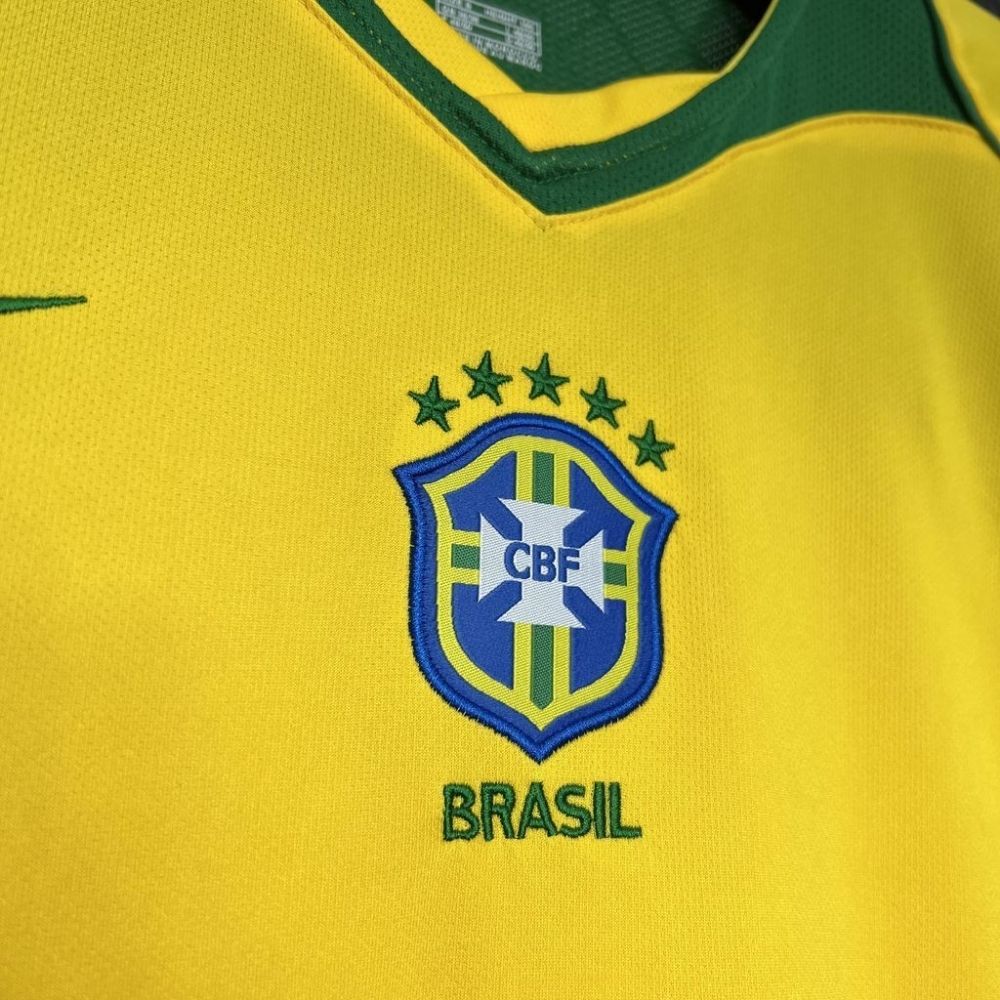 Camisa Futebol Brasil Retrô 04/05 I Total 90 Amarela Masculina