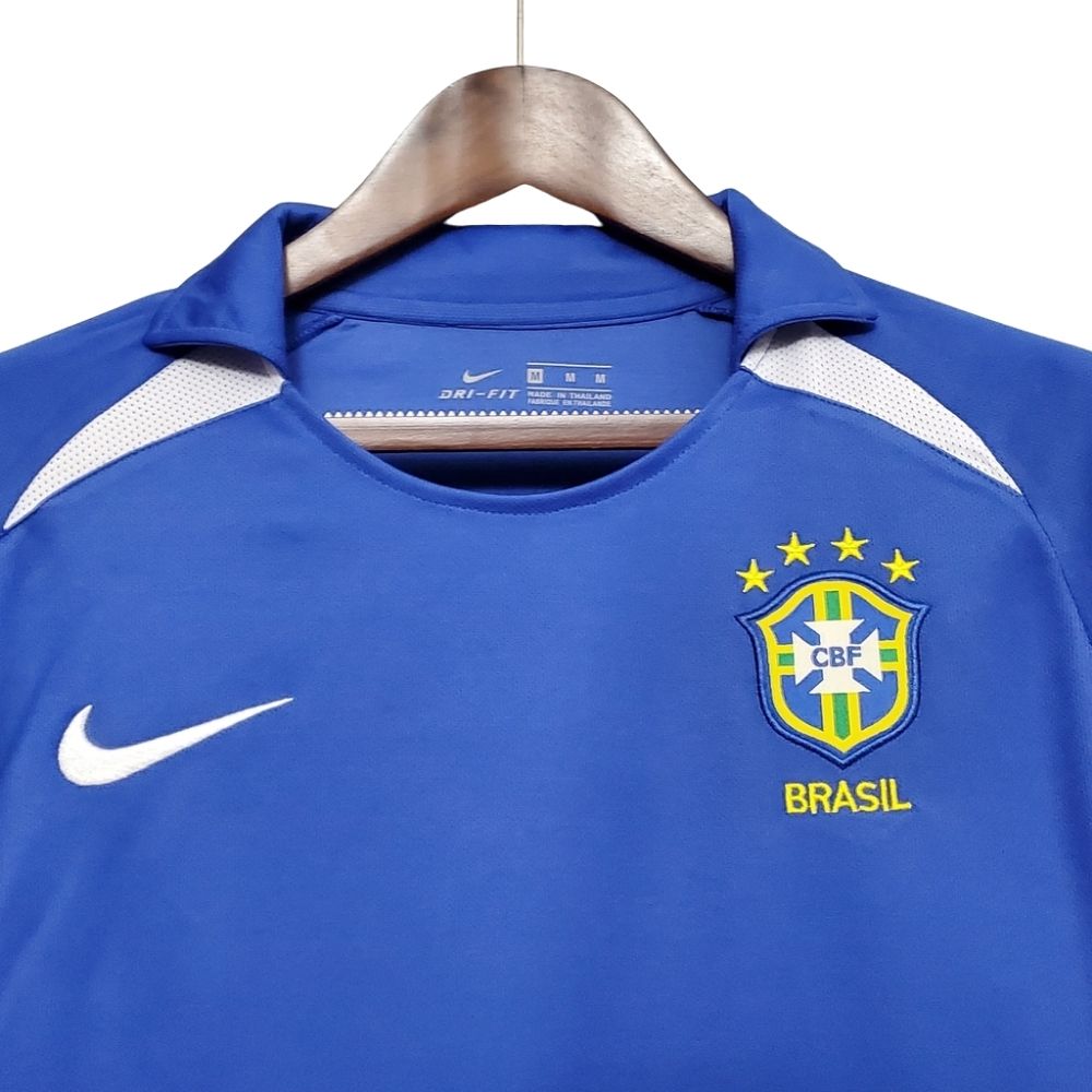 Camisa Futebol Brasil Retrô 2002 II Azul Masculino