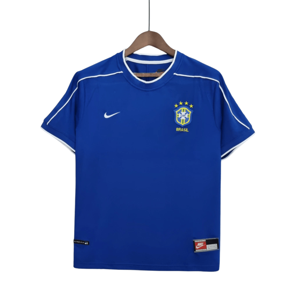 Camisa Futebol Brasil Retrô Away 1998 Torcedor Azul Masculina
