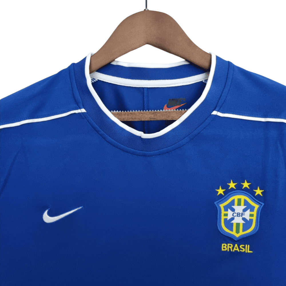 Camisa Futebol Brasil Retrô Away 1998 Torcedor Azul Masculina