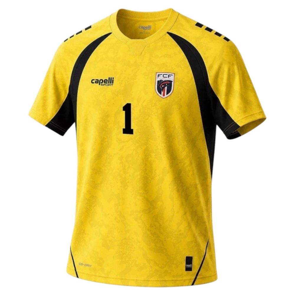 Camisa Futebol Cabo Verde Goleiro Vozinha 1 Copa do Mundo 2026 Torcedor Amarela Masculina