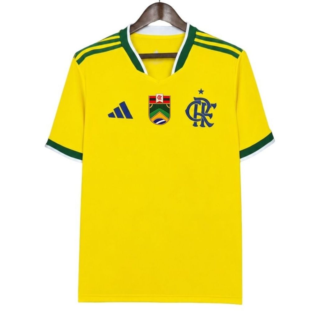 Camisa Futebol Flamengo Brasil 2026/2027 Patch Especial Amarela Torcedor Masculina