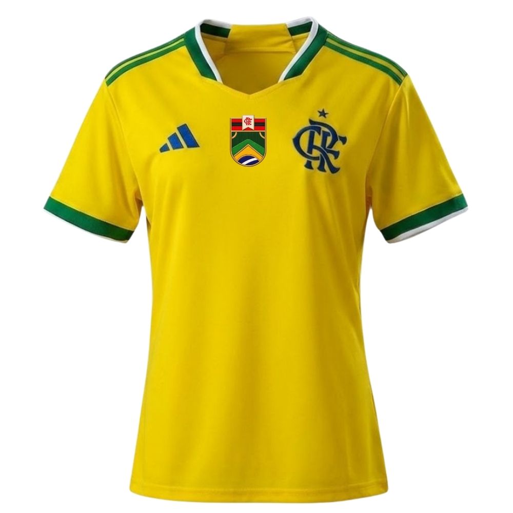 Camisa Futebol Flamengo Brasil 2026/2027 Patch Especial Amarela Torcedor Feminina