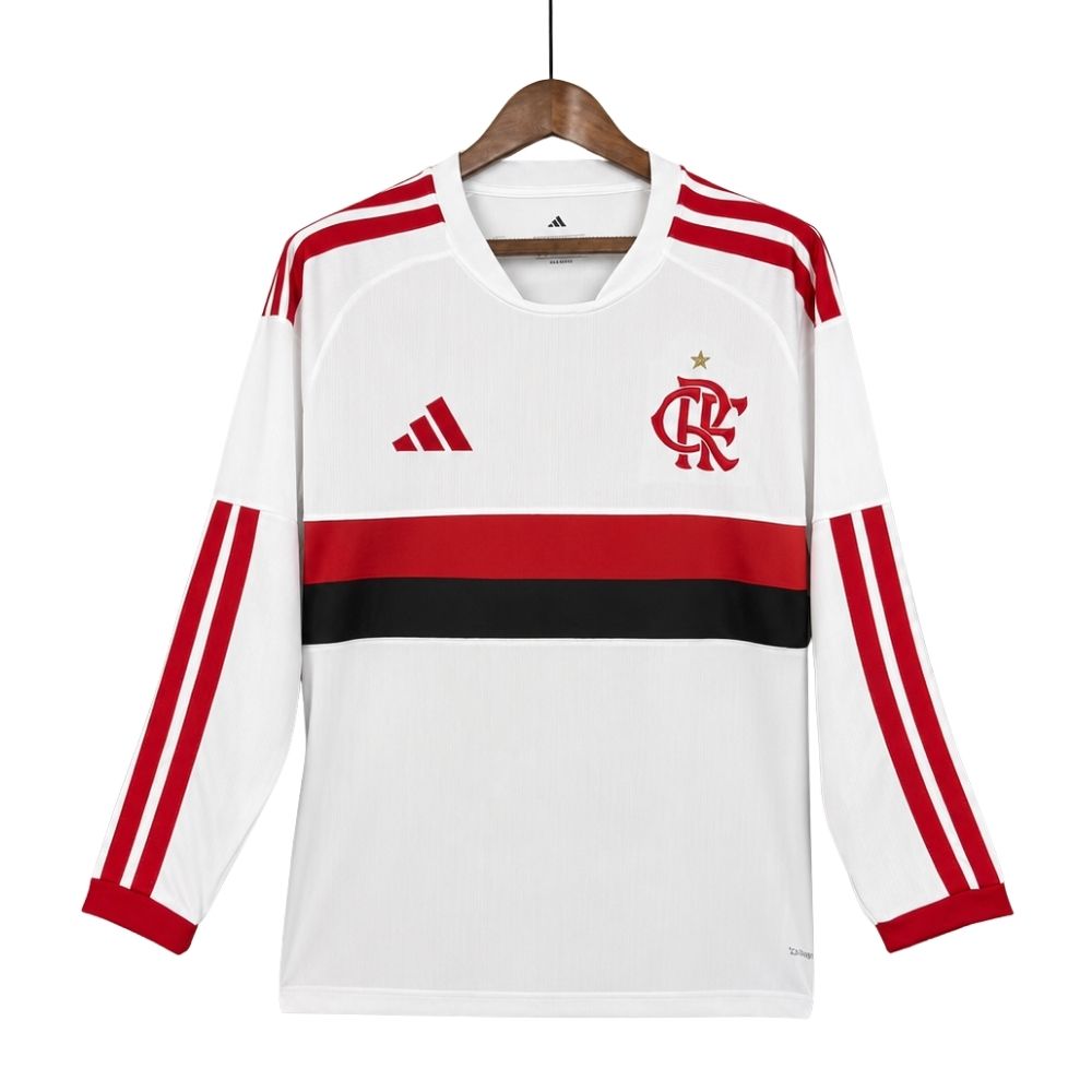 Camisa Futebol Flamengo Manga Longa 2026/2027 Branca Torcedor Masculina