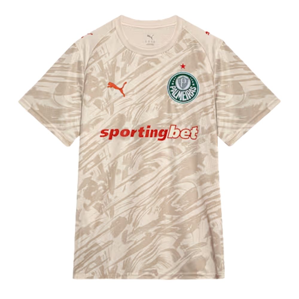 Camisa Futebol Goleiro Palmeiras 2026 Torcedor Creme Masculina