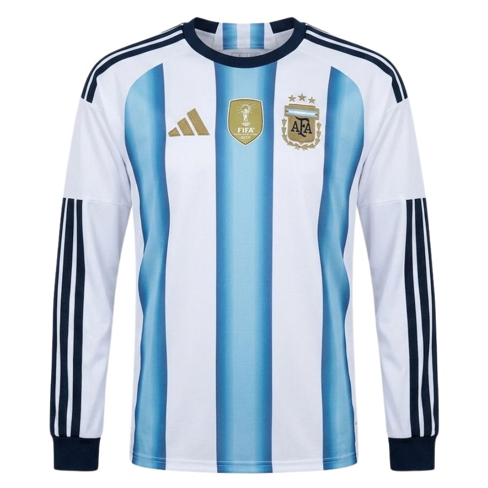 Camisa Futebol Manga Longa Argentina I 2026 Patch 2022 Torcedor Listrada Masculina