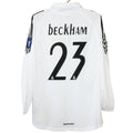 Camisa Futebol Manga Longa David Beckham 23 Real Madrid Retrô 2005/06 Home Torcedor Masculina Branca
