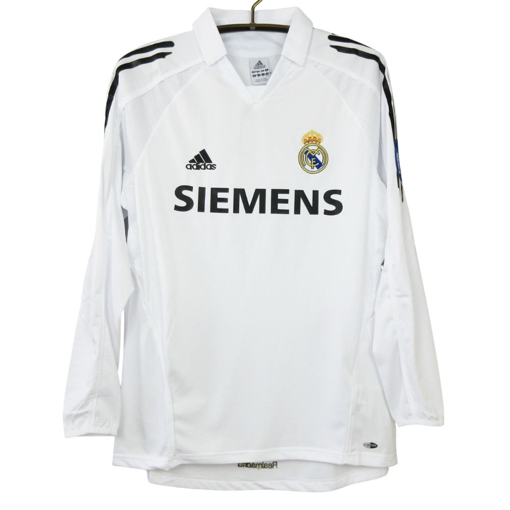 Camisa Futebol Manga Longa David Beckham 23 Real Madrid Retrô 2005/06 Home Torcedor Masculina Branca