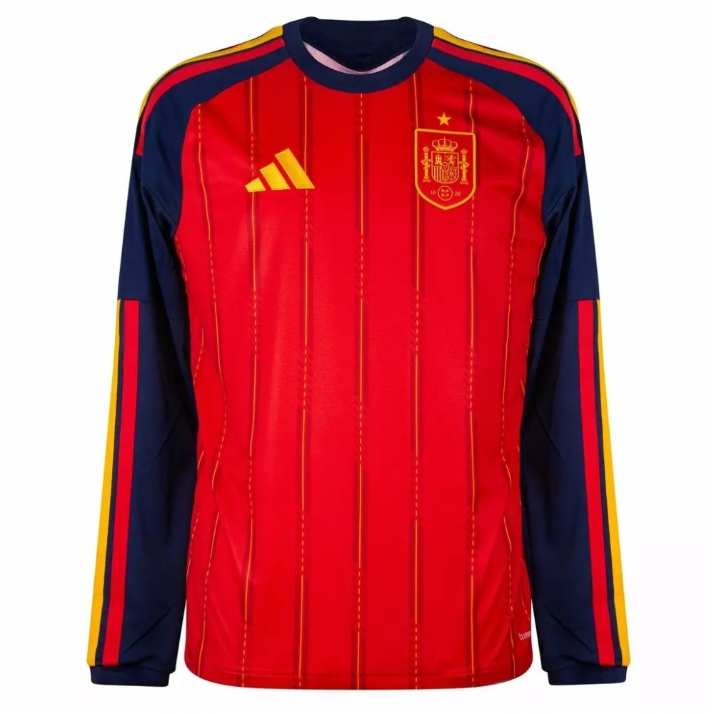 Camisa Futebol Manga Longa Espanha I 2026 Torcedor Listrada Masculina