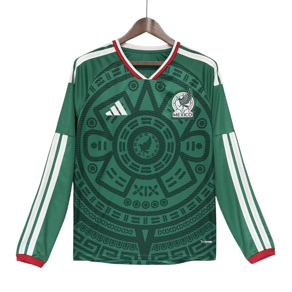 Camisa Futebol Manga Longa México I 2026 Torcedor Verde Masculina