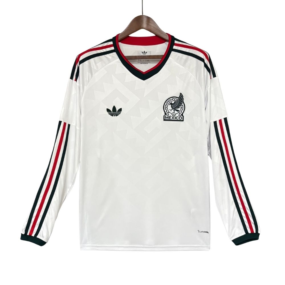 Camisa Futebol Manga Longa México II 2026 Torcedor Branca Masculina