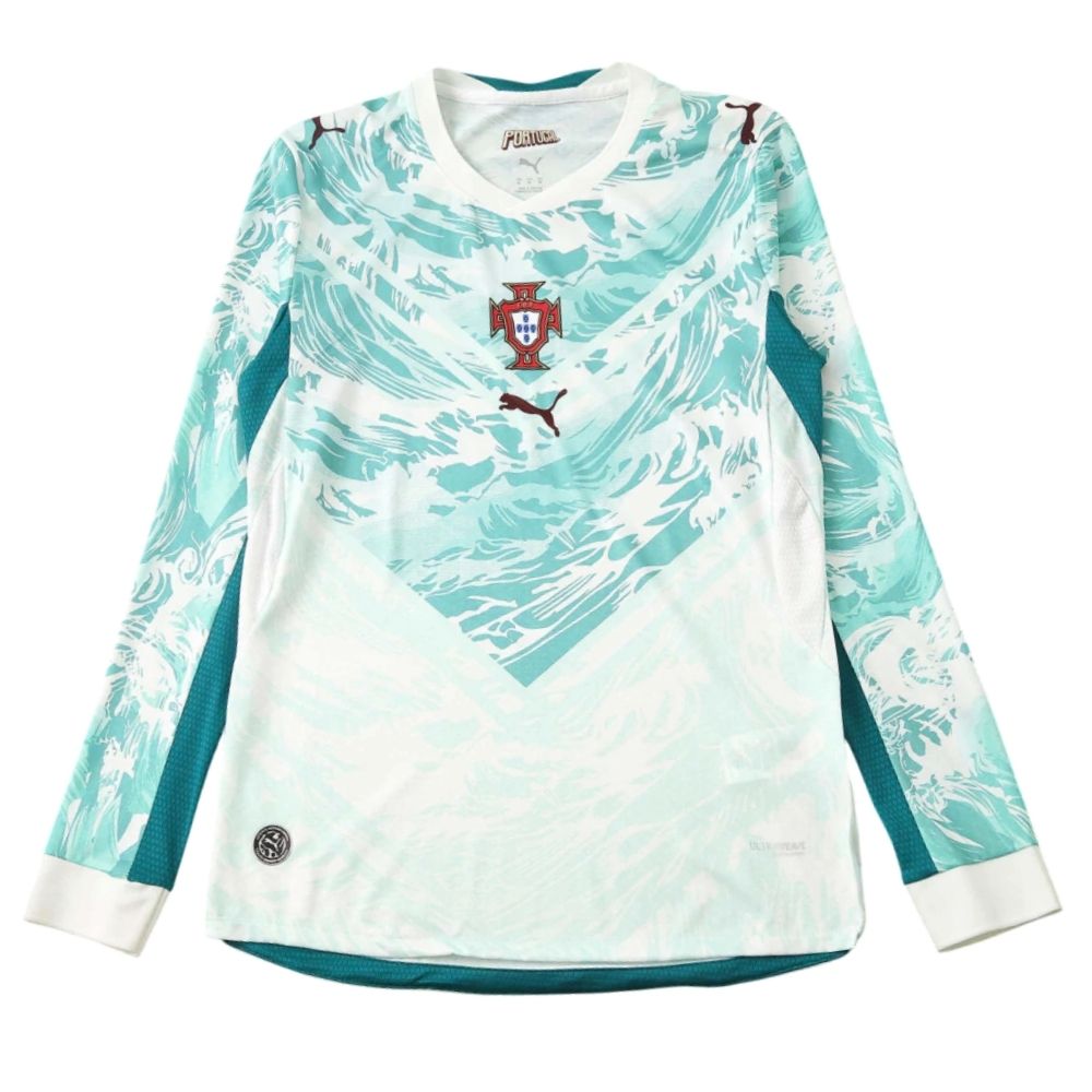Camisa Futebol Manga Longa Portugal III 2026 Torcedor Branca e Azul Masculina