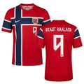 Camisa Futebol Noruega Erling Braut Haaland 9 Copa do Mundo 2026 I Torcedor Vermelha Masculina
