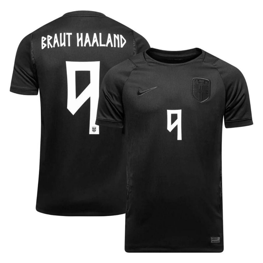 Camisa Futebol Noruega Erling Braut Haaland 9 Copa do Mundo 2026 II Torcedor Preto Masculina