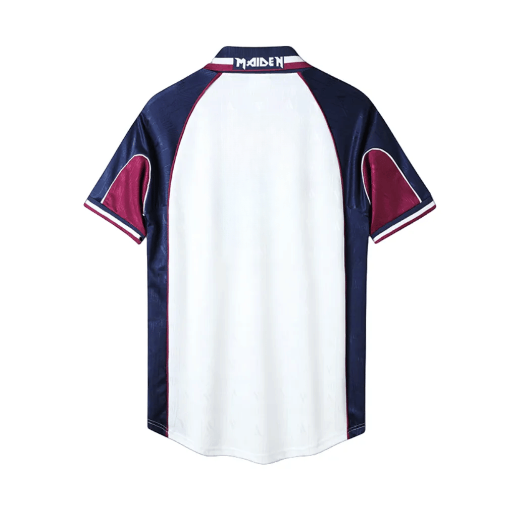 Camisa Futebol Retrô Collab West Ham x Iron Maiden 1999/2001 Torcedor Branca e Azul Masculina