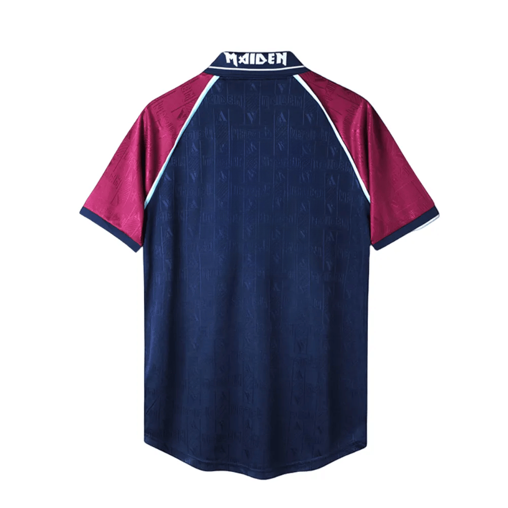 Camisa Futebol Retrô Collab West Ham x Iron Maiden 1999/2001 Torcedor Azul e Vermelha Masculina