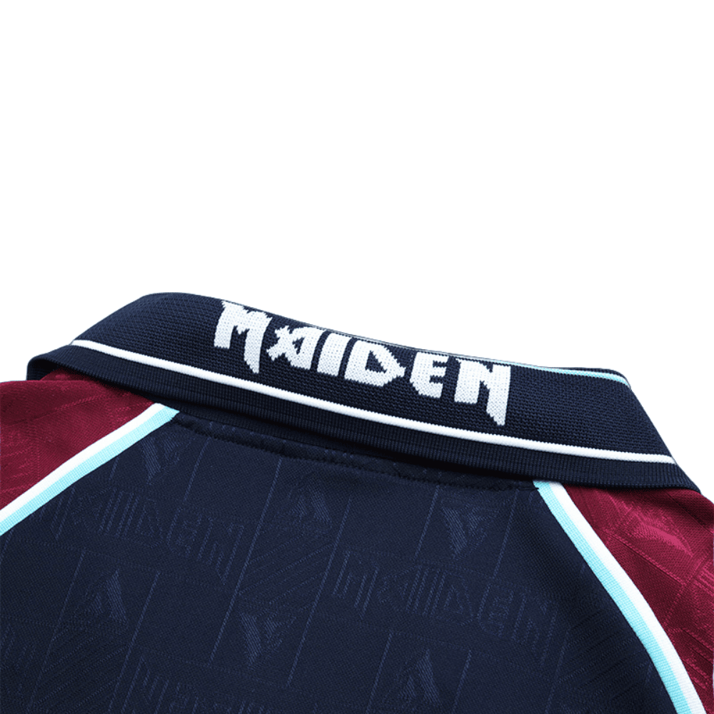 Camisa Futebol Retrô Collab West Ham x Iron Maiden 1999/2001 Torcedor Azul e Vermelha Masculina