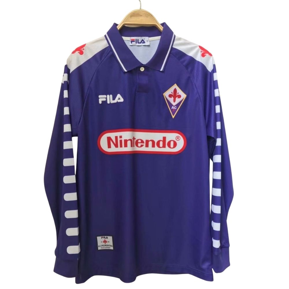 Camisa Manga Longa Retrô Fiorentina 98/99 Fila Torcedor Masculino Roxa