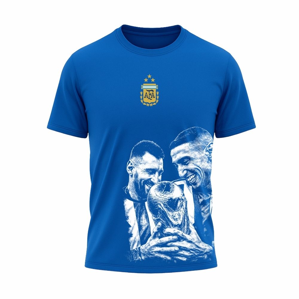 Camiseta All Sports Argentina Messi e Di Maria Copa de 2022 Azul Royal Masculina