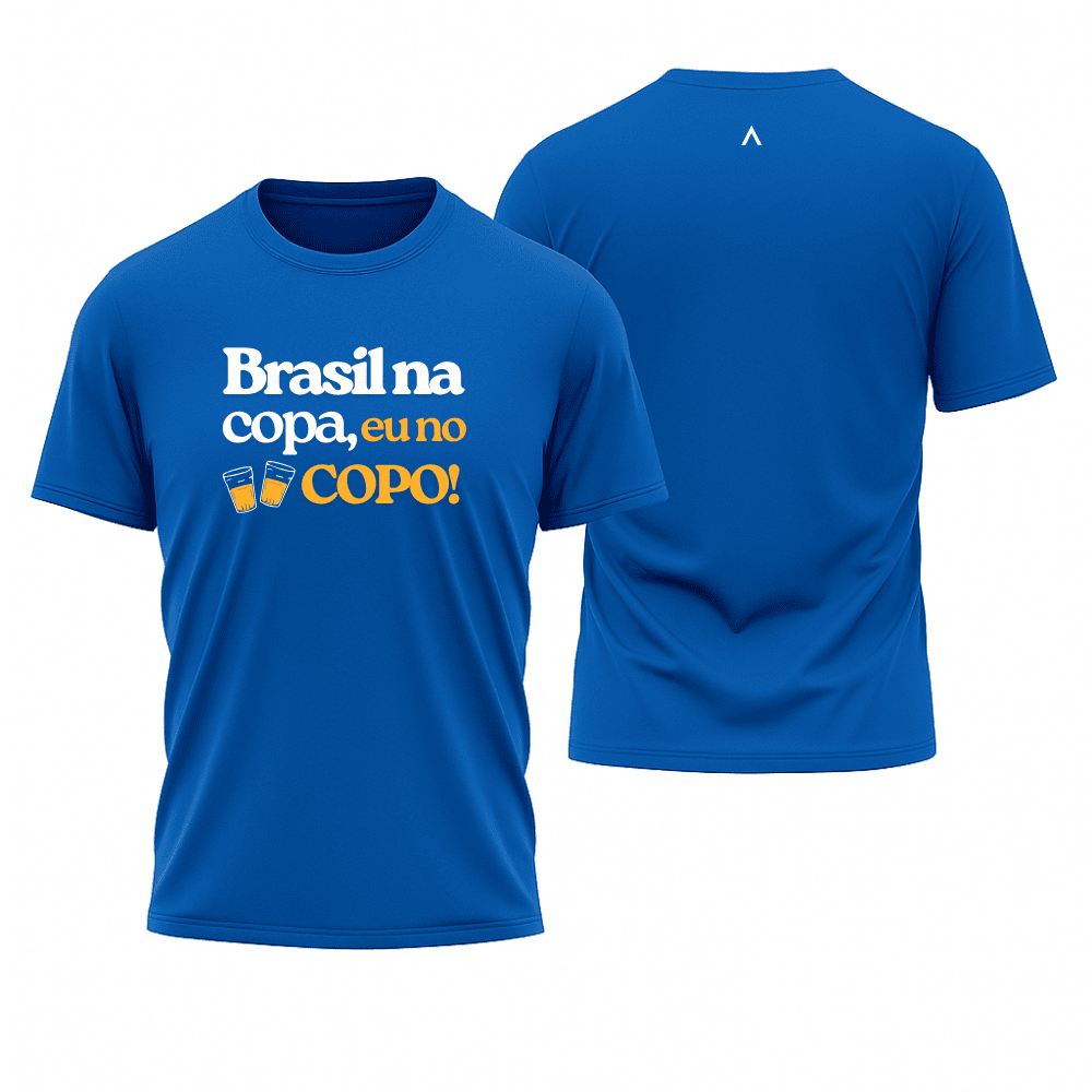 Camiseta All Sports Brasil na Copa do Mundo Eu No Copo Masculino Azul Royal