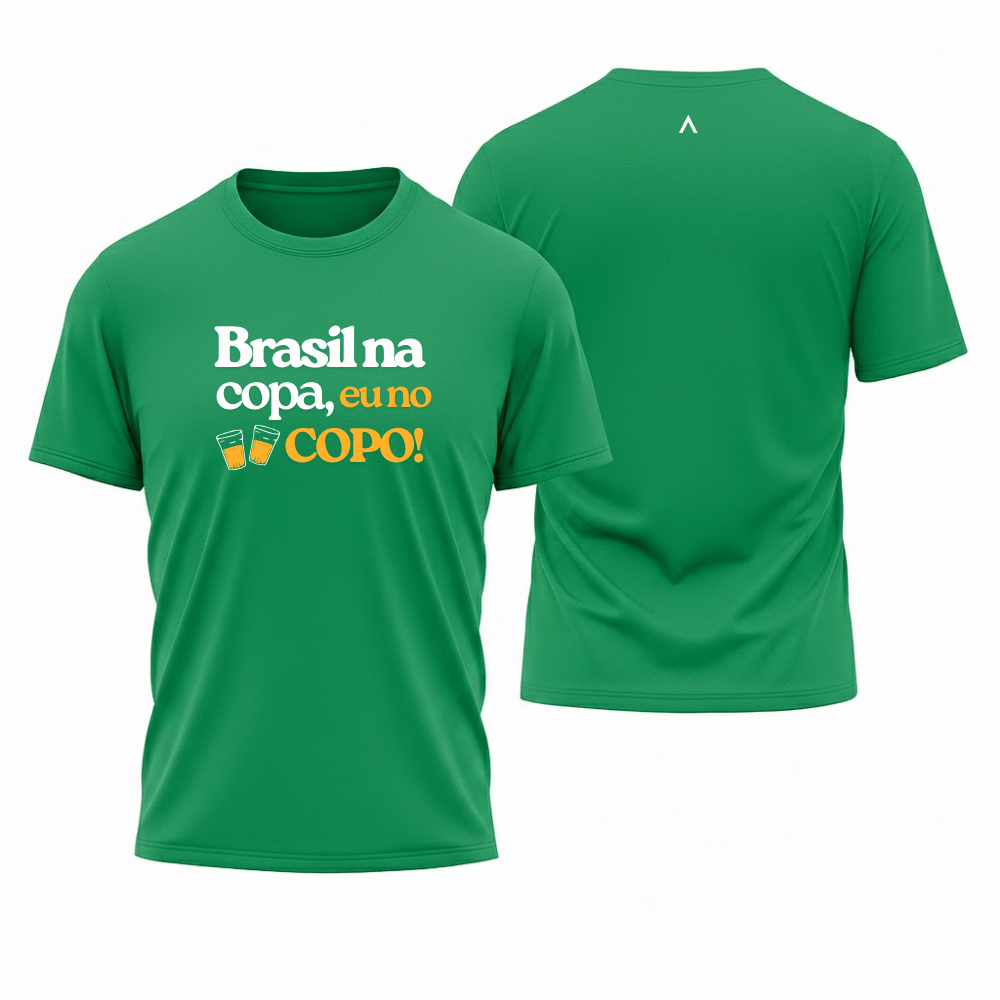 Camiseta All Sports Brasil na Copa do Mundo Eu No Copo Masculino Verde