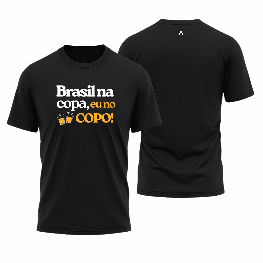 Camiseta All Sports Brasil na Copa do Mundo Eu No Copo Masculino Preto