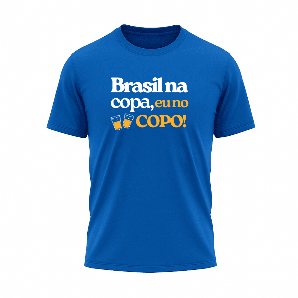 Camiseta All Sports Brasil na Copa do Mundo Eu No Copo Masculino Azul Royal