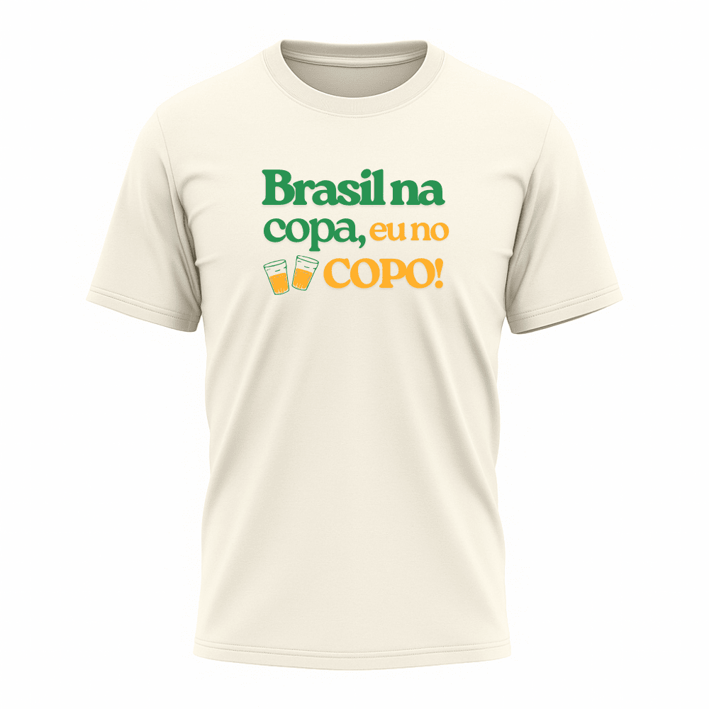 Camiseta All Sports Brasil na Copa do Mundo Eu No Copo Masculino Off White