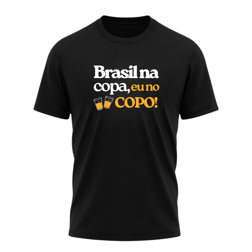 Camiseta All Sports Brasil na Copa do Mundo Eu No Copo Masculino Preto