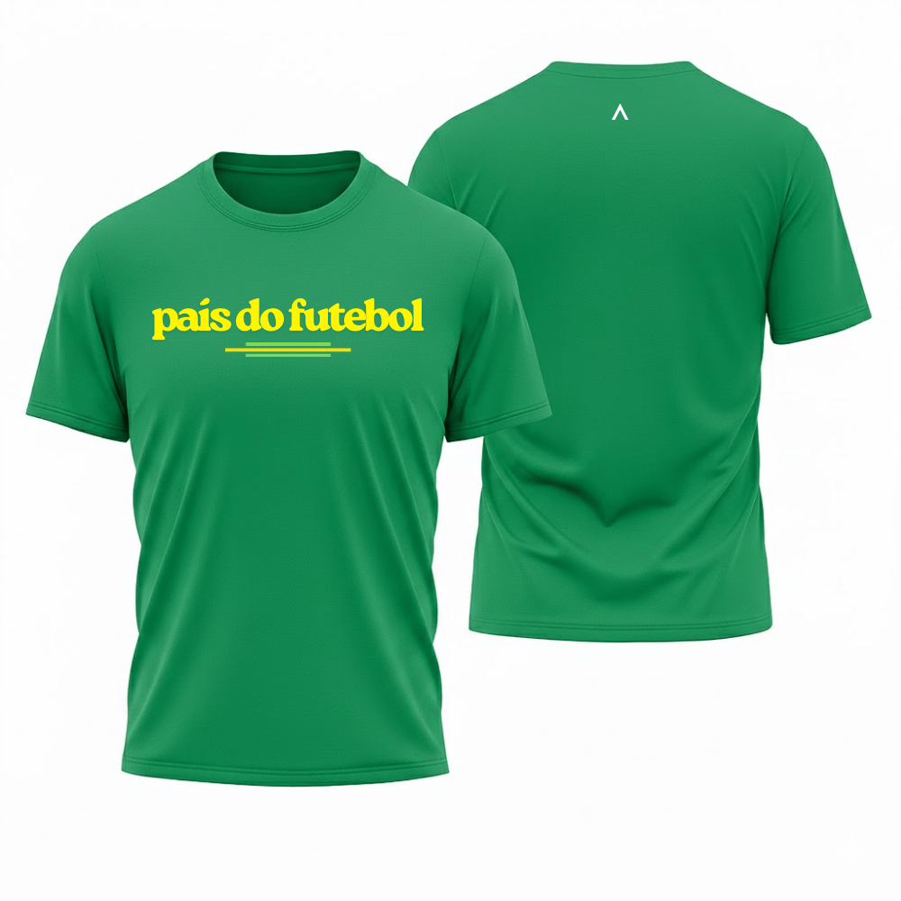 Camiseta All Sports Brasil Pais do Futebol Copa do Mundo Masculino Verde