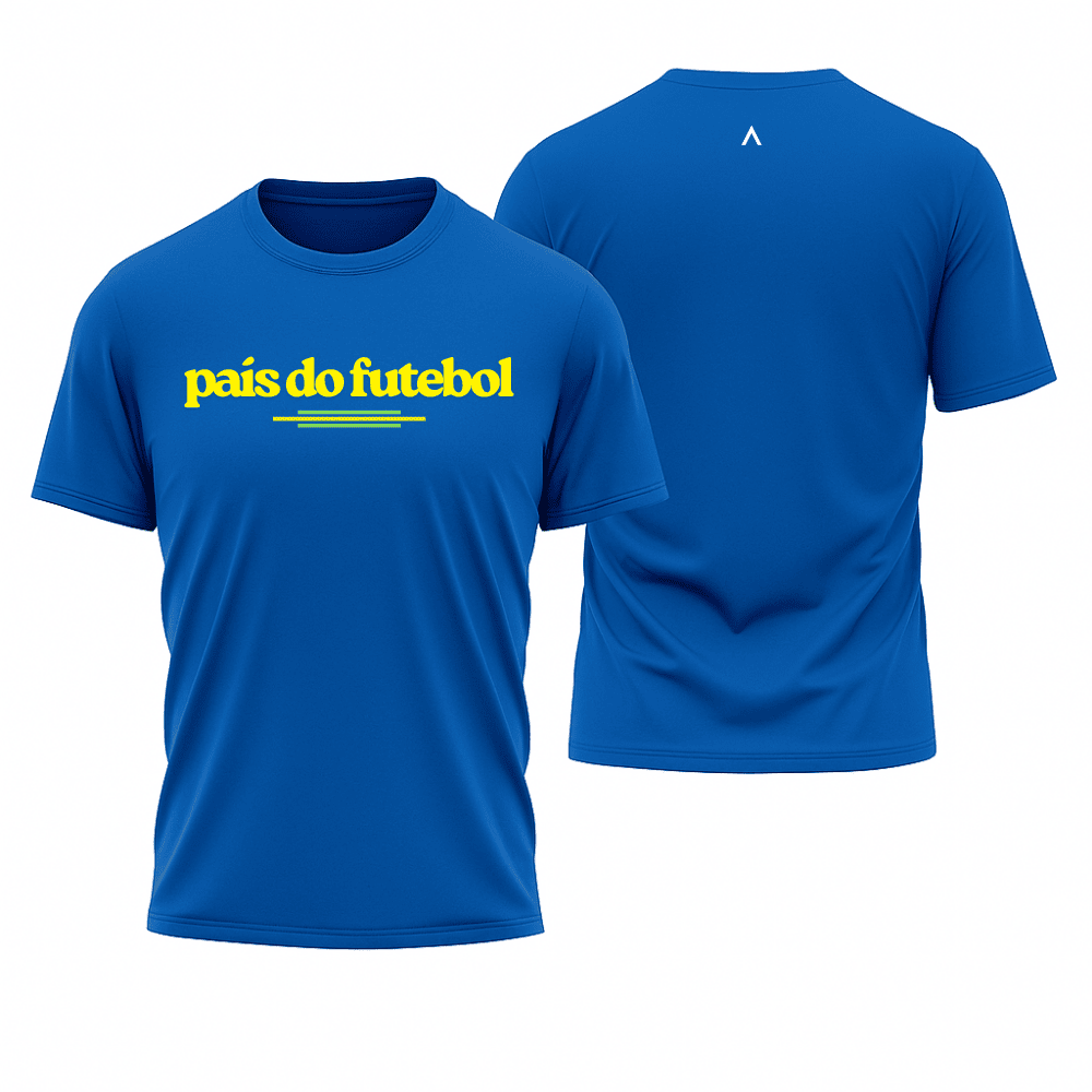Camiseta All Sports Brasil Pais do Futebol Copa do Mundo Masculino Azul