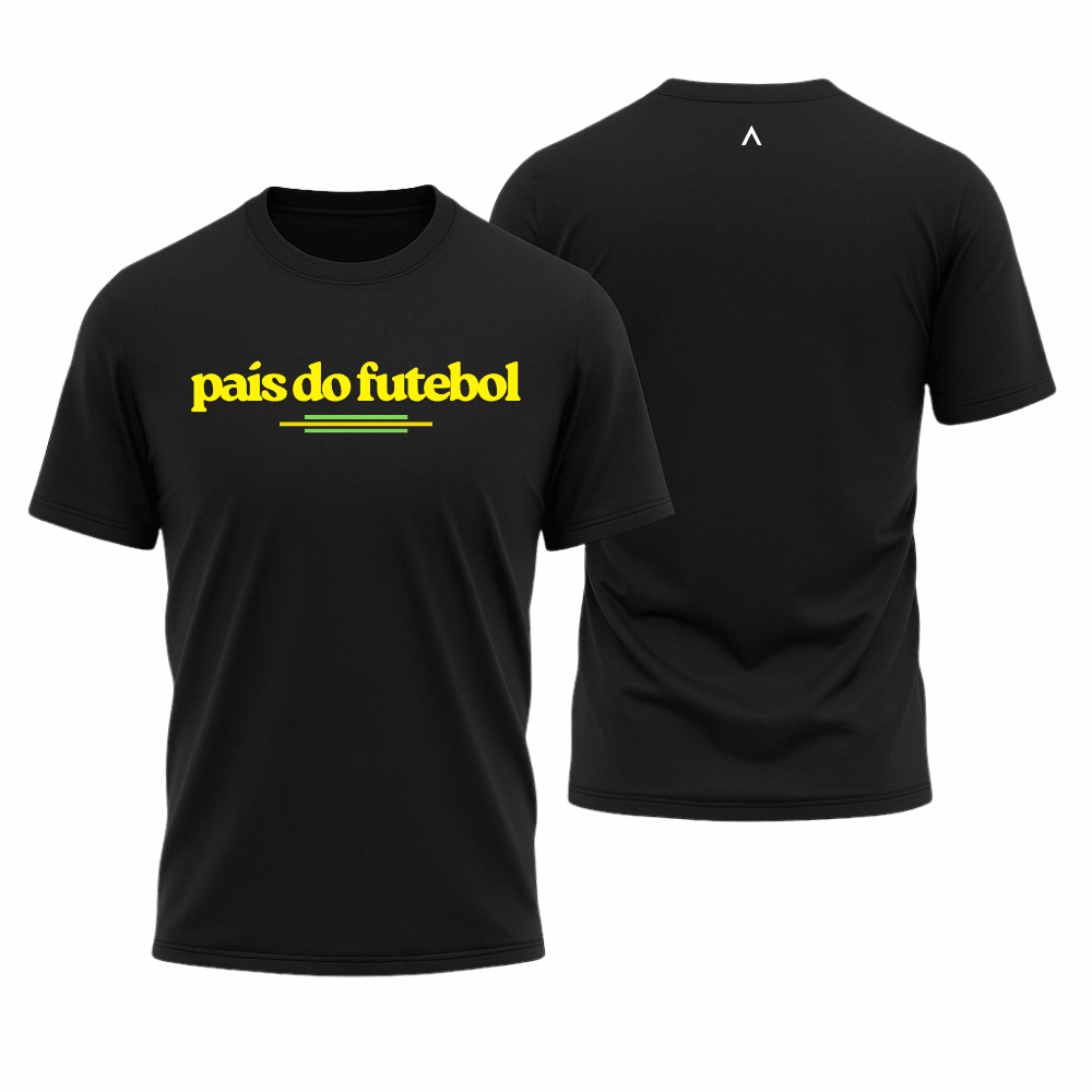 Camiseta All Sports Brasil Pais do Futebol Copa do Mundo Masculino Preto