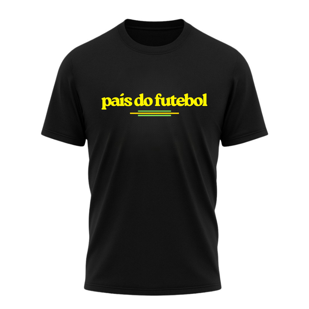 Camiseta All Sports Brasil Pais do Futebol Copa do Mundo Masculino Preto