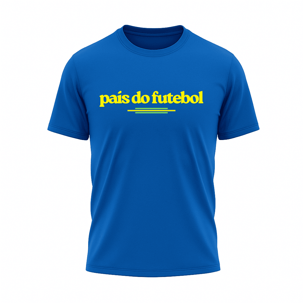 Camiseta All Sports Brasil Pais do Futebol Copa do Mundo Masculino Azul