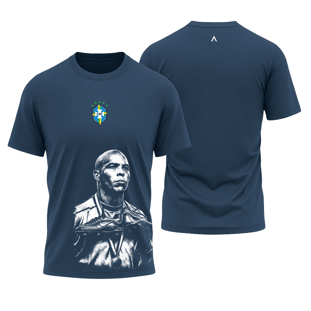 Camiseta All Sports Brasil Ronaldo Copa de 1998 Azul Marinho Masculina