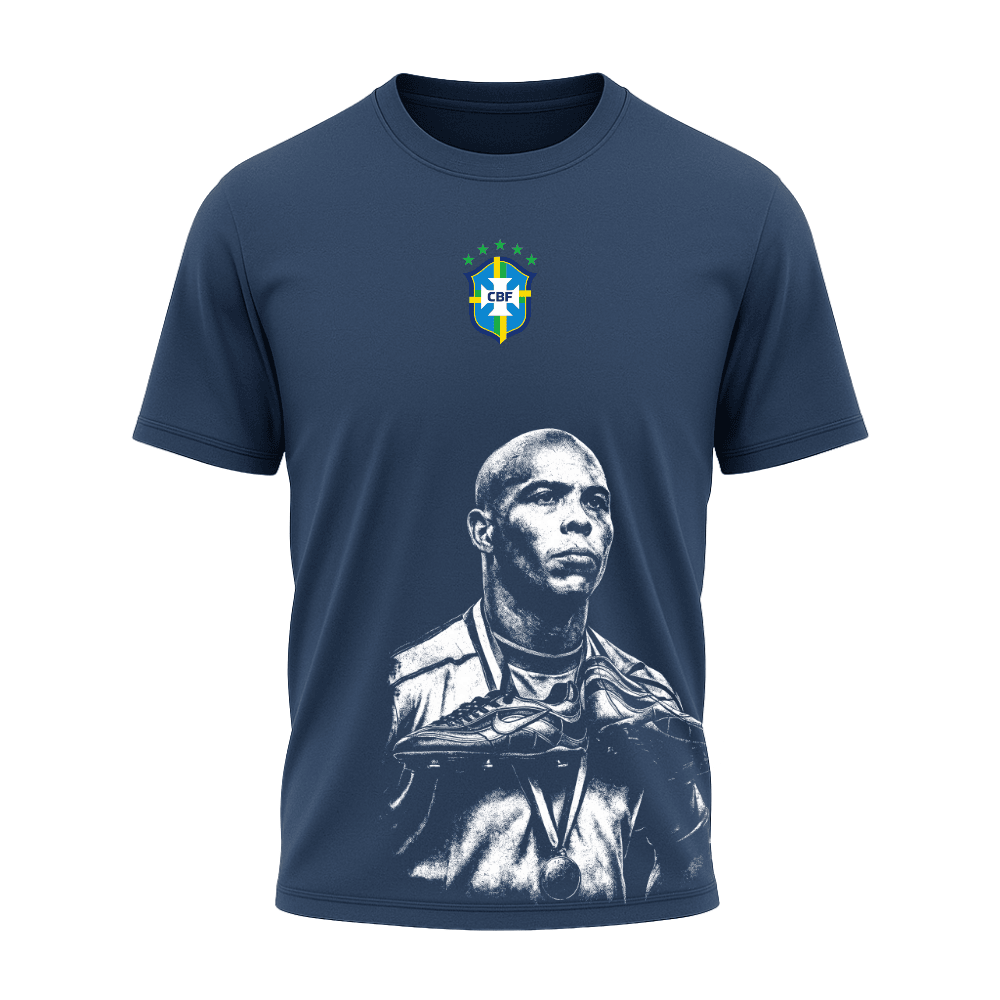 Camiseta All Sports Brasil Ronaldo Copa de 1998 Azul Marinho Masculina
