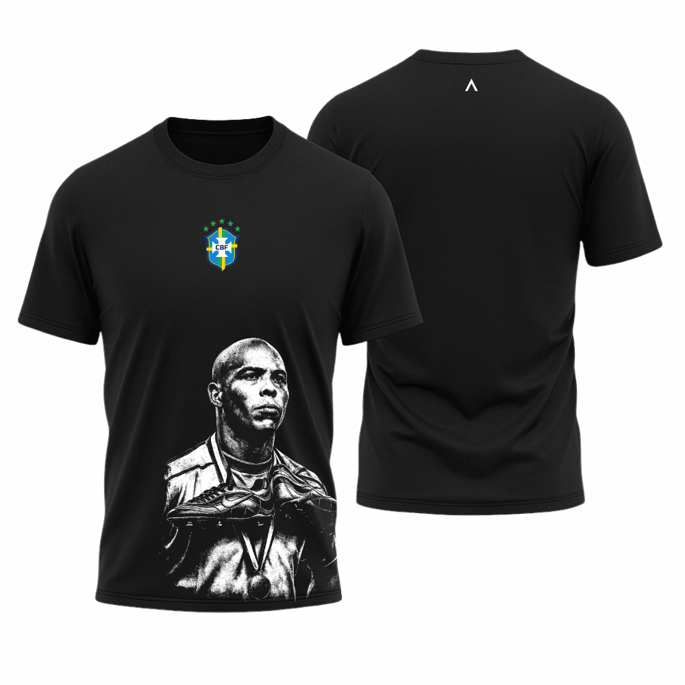 Camiseta All Sports Brasil Ronaldo Copa de 1998 Preta Masculina