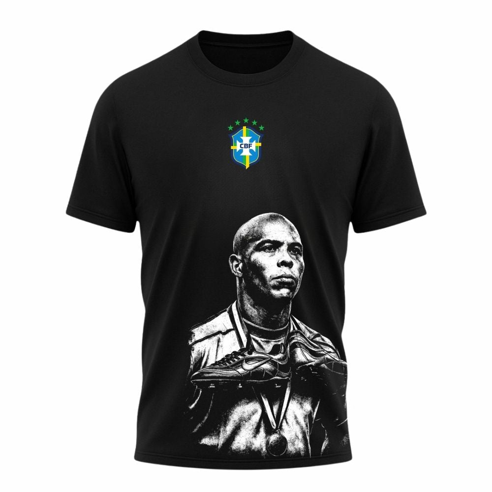 Camiseta All Sports Brasil Ronaldo Copa de 1998 Preta Masculina