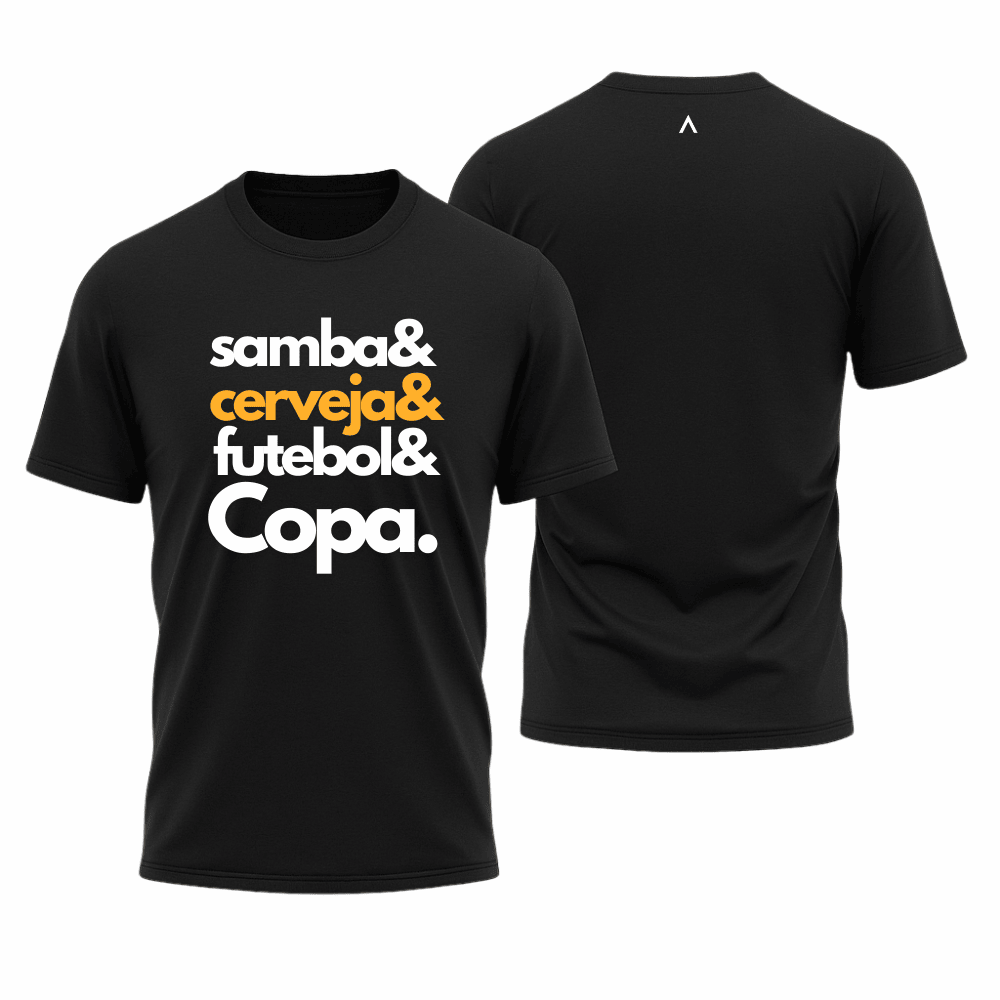 Camiseta All Sports Copa do Mundo Formula da Felicidade Futebol Masculino Preto