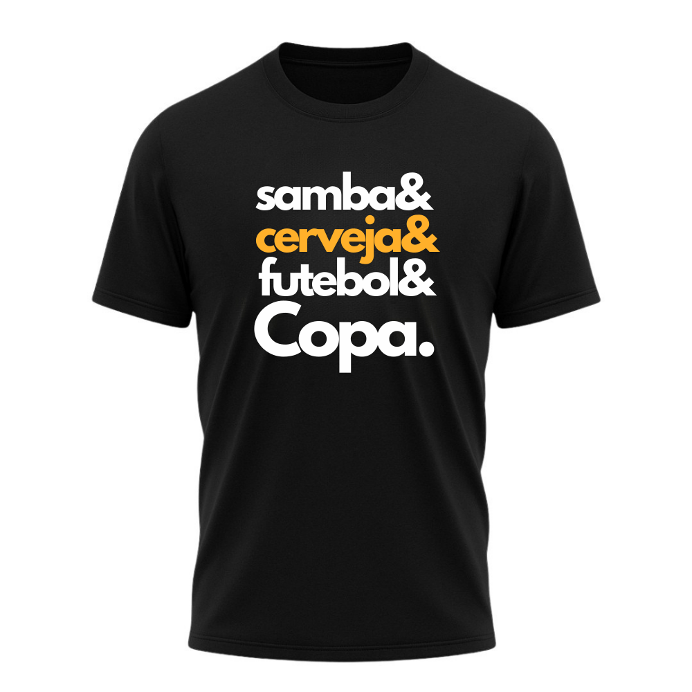 Camiseta All Sports Copa do Mundo Formula da Felicidade Futebol Masculino Preto