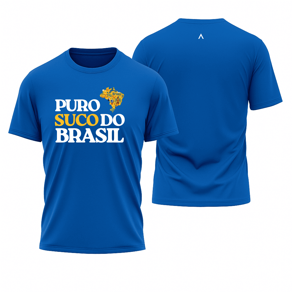 Camiseta All Sports Copa do Mundo Puro Suco do Brasil Azul Royal Masculino