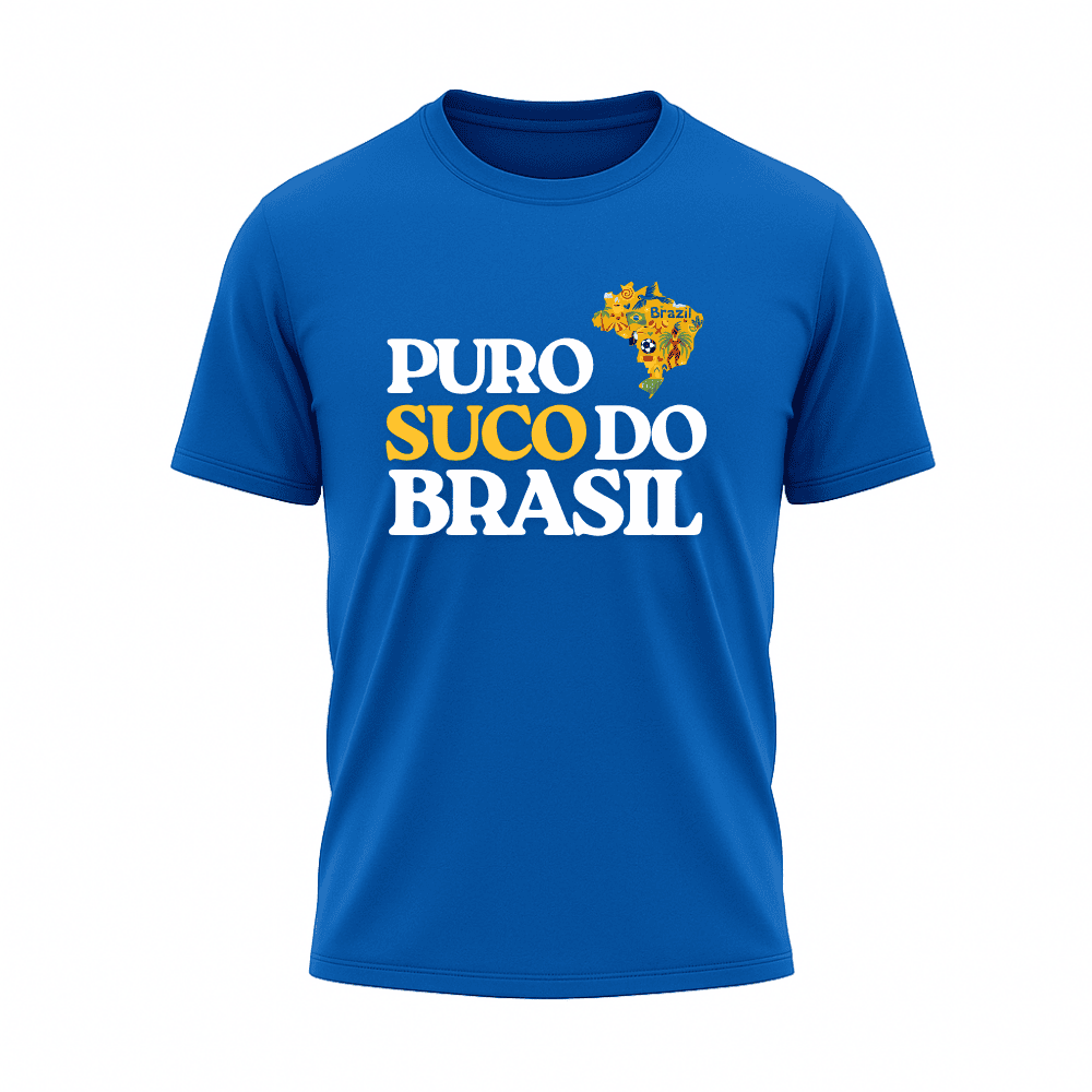 Camiseta All Sports Copa do Mundo Puro Suco do Brasil Azul Royal Masculino