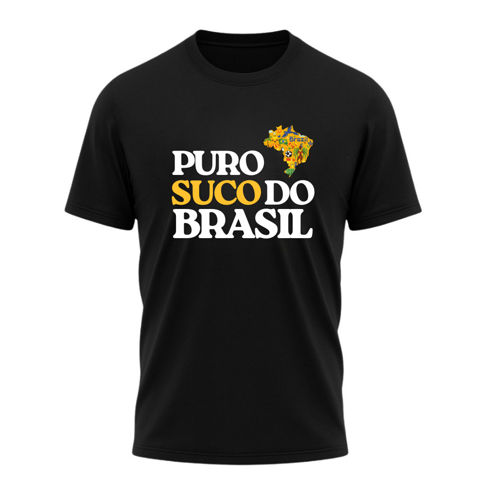 Camiseta All Sports Copa do Mundo Puro Suco do Brasil Preto Masculino