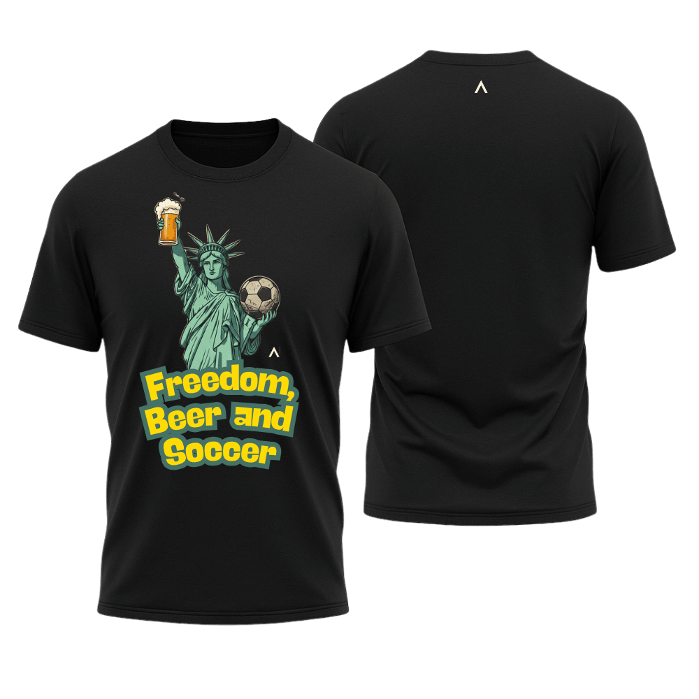 Camiseta All Sports Copa do Mundo USA 2026 Freedom Beer Soccer Preto Masculino
