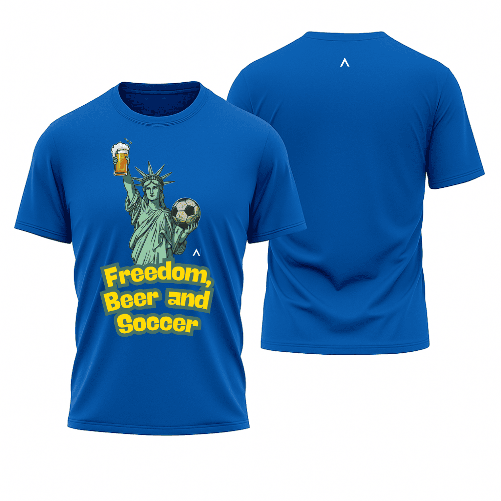 Camiseta All Sports Copa do Mundo USA 2026 Freedom Beer Soccer Azul Royal Masculino