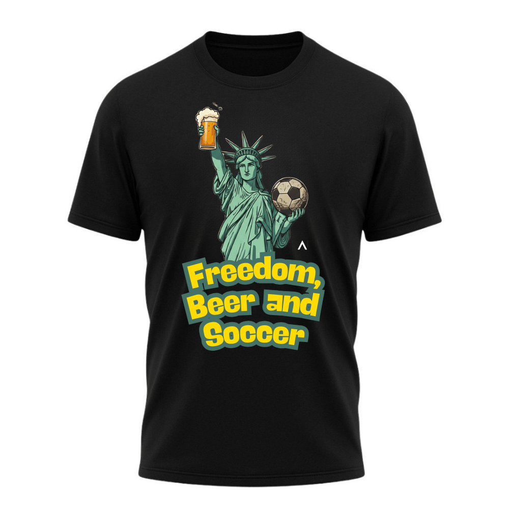 Camiseta All Sports Copa do Mundo USA 2026 Freedom Beer Soccer Preto Masculino