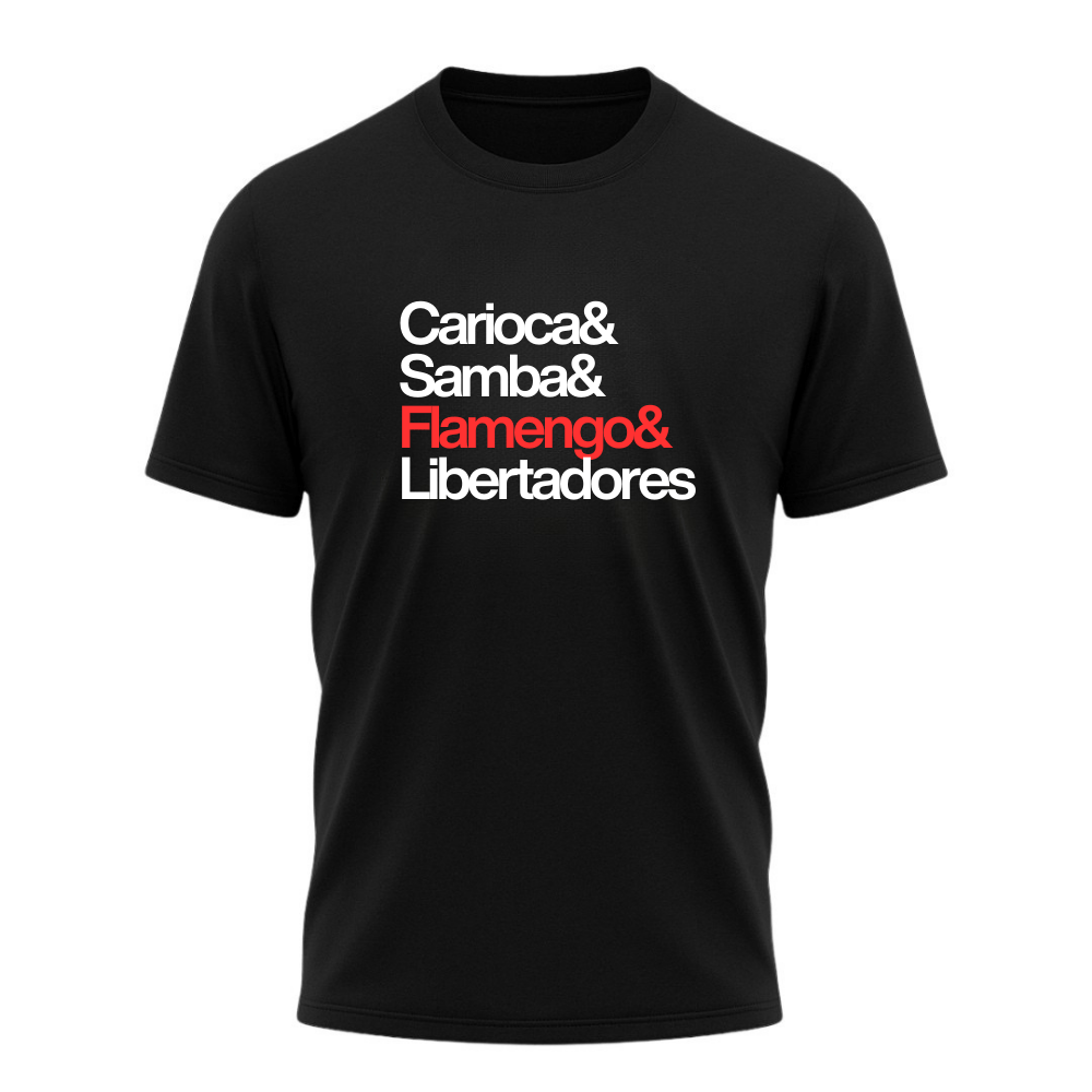 Camiseta All Sports Final Libertadores 2025 Flamengo Carioca Samba Masculino Preto