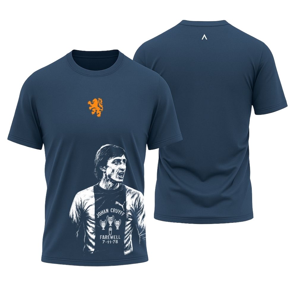 Camiseta All Sports Holanda Johan Cruyff Despedida 1978 Azul Marinho Masculina