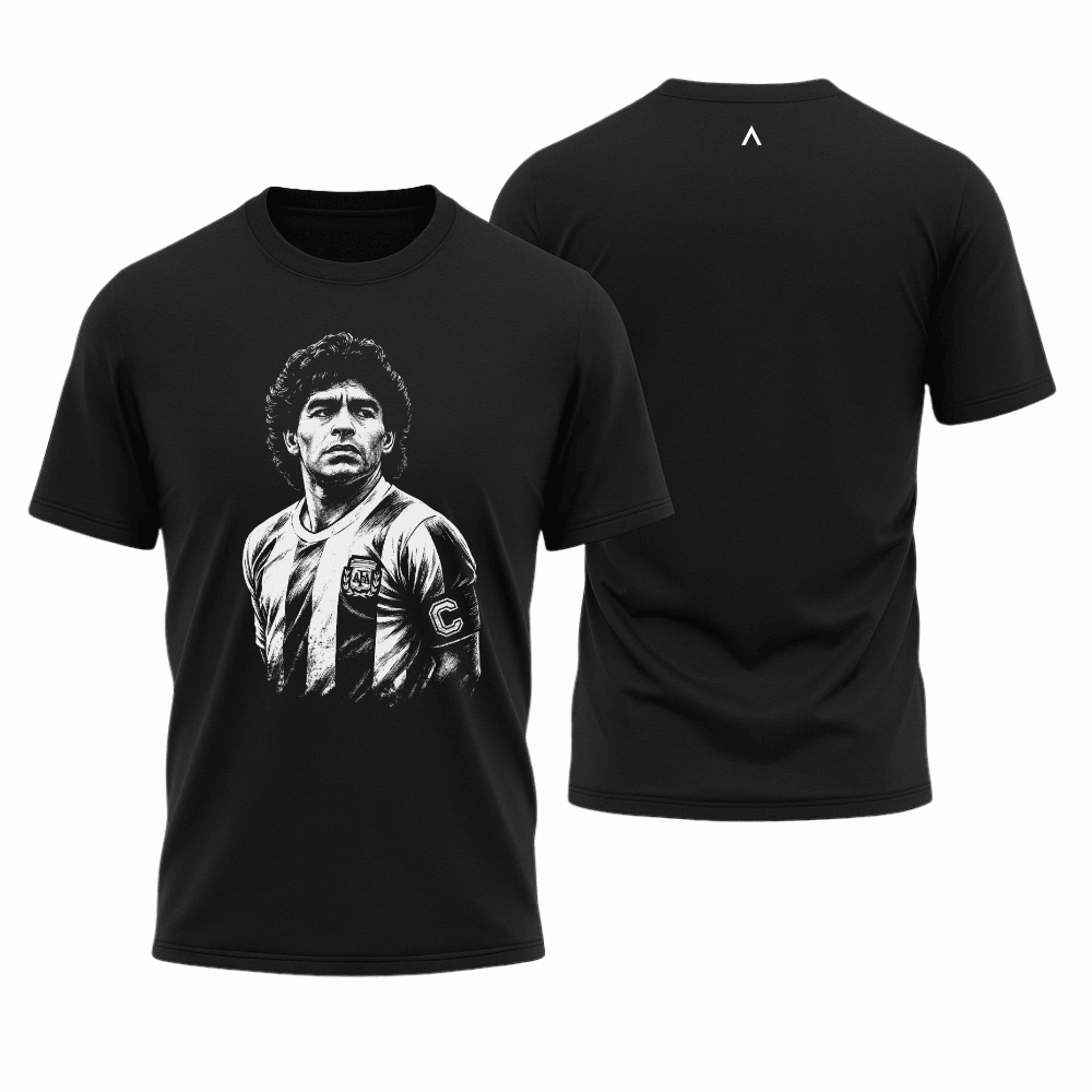 Camiseta All Sports Lendas do Futebol Maradona Argentina Masculina Preta